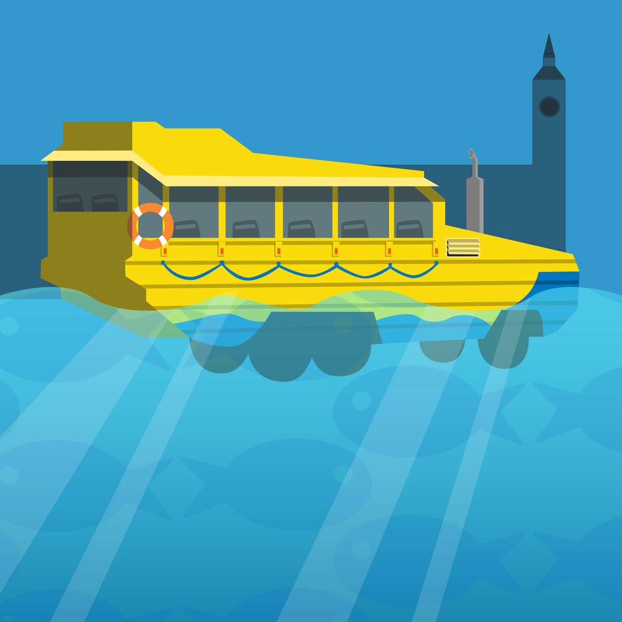 Ônibus de excursão anfíbio do pato de Londres de Claire Huntley