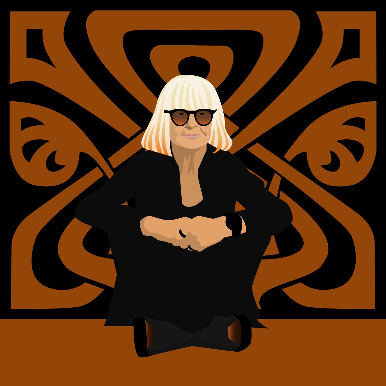 Retrato de Barbara Hulanicki, designer de moda, fundadora da Biba, designer de interiores e ilustradora de Claire Huntley