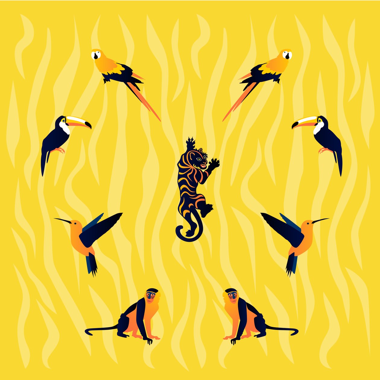 animais-preto-amarelo de Claire Huntley