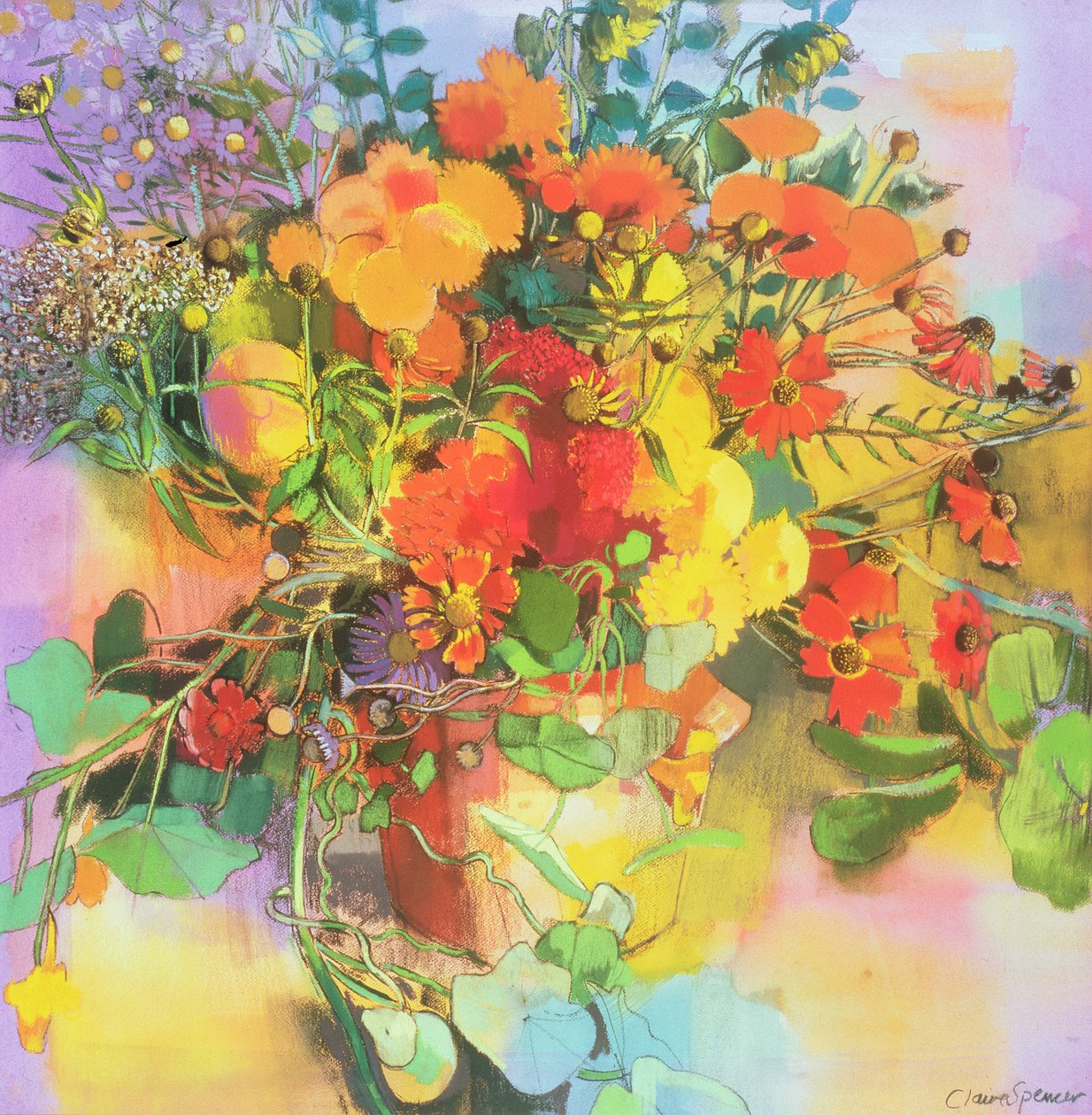 Flores de outono (pastel e wc no papel) de Claire Spencer