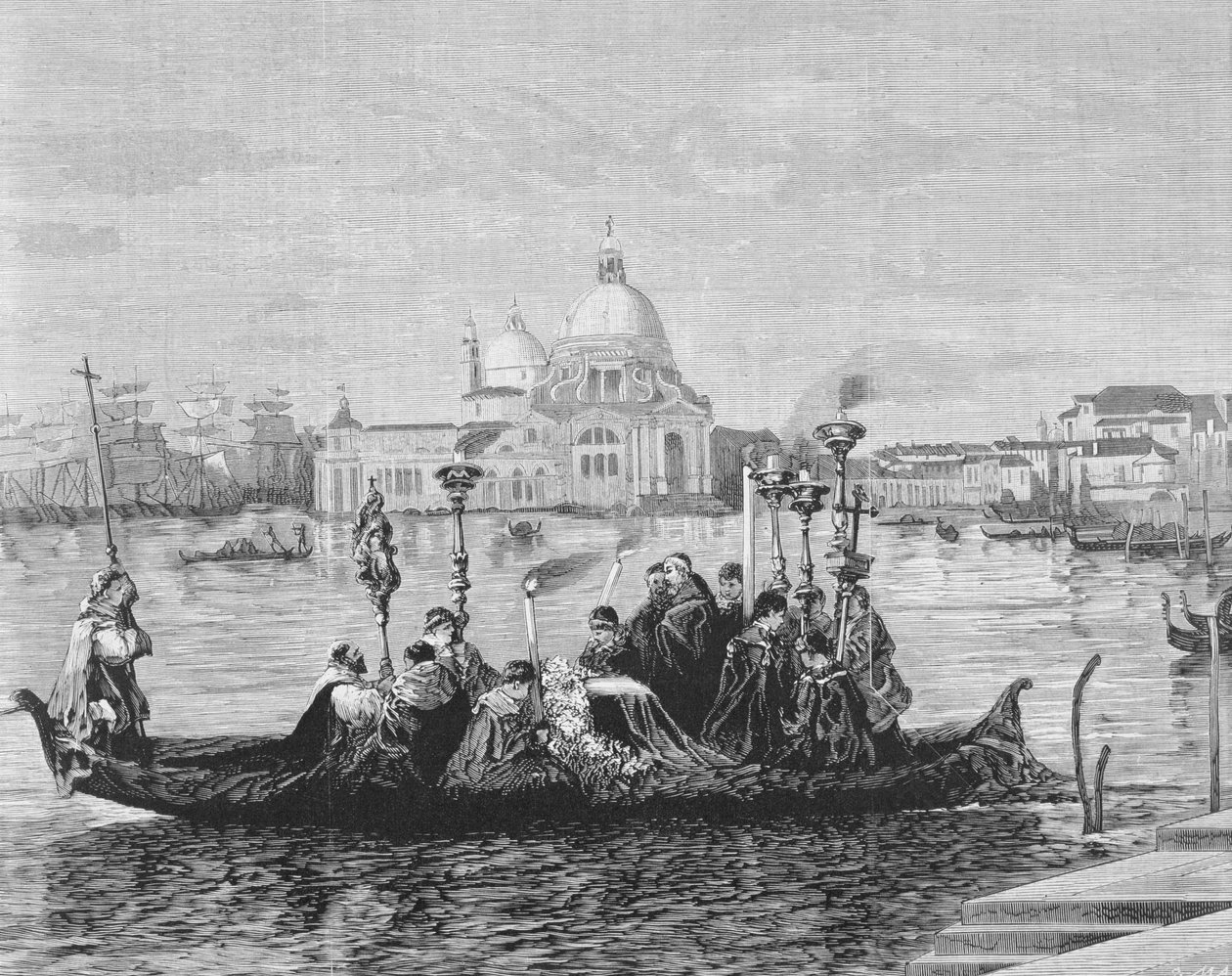 Um enterro em Veneza, da pintura &39;Indo para o Campo Santo&39; de Clara Montalba