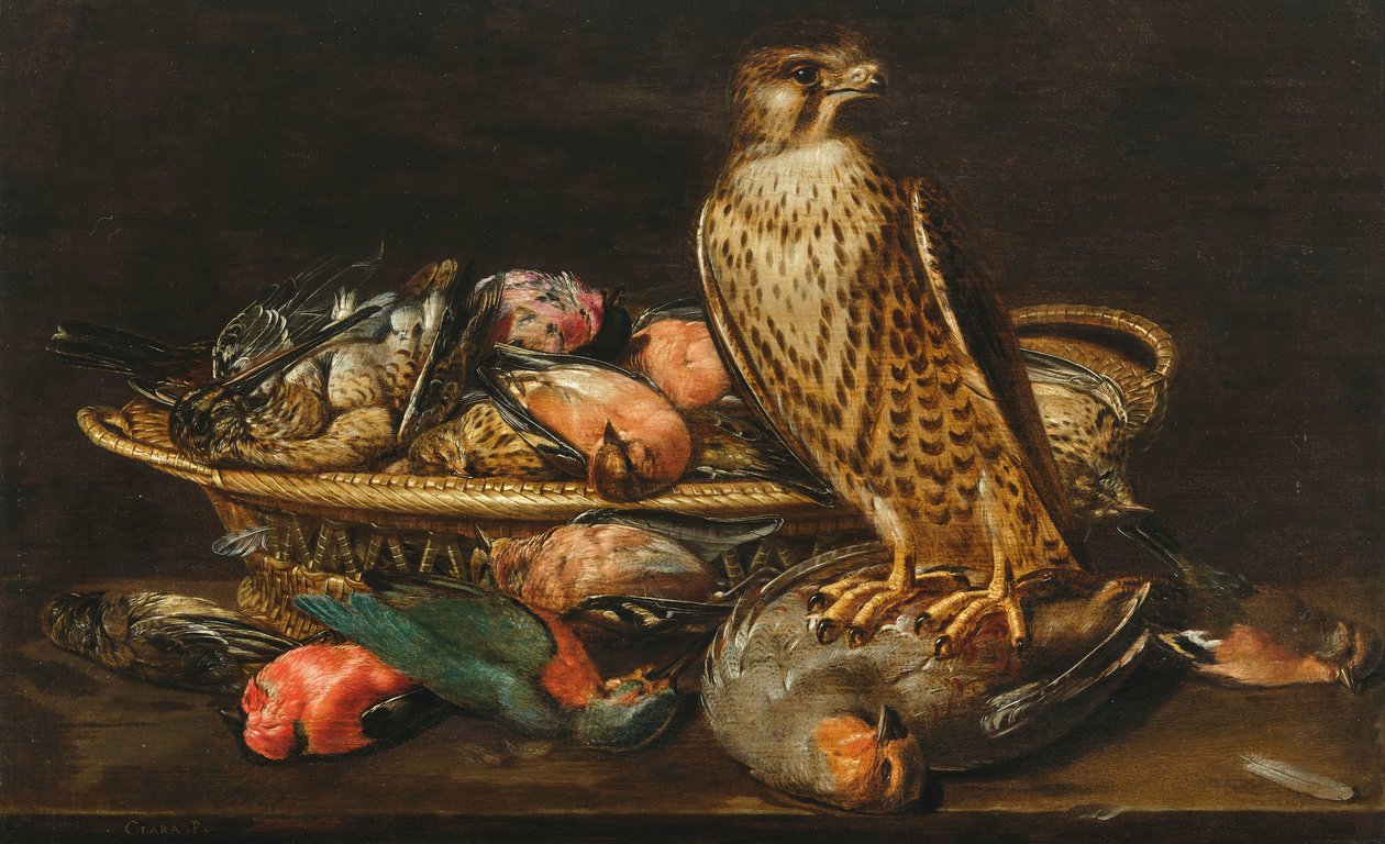 Clara Peeters Natureza morta com falcão-peregrino e aves de Clara Peeters