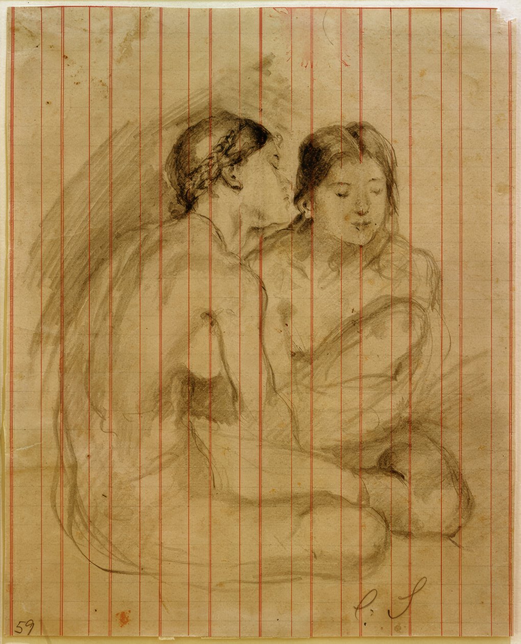Duas meninas nuas sentadas de Clara Siewert