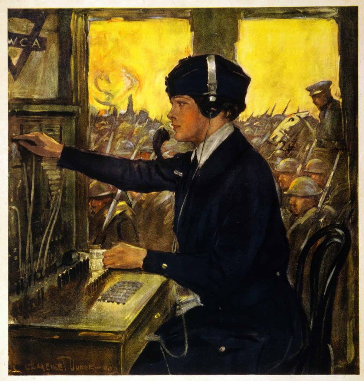 Operadora Telefônica YWCA, c.1918 de Clarence F. Underwood