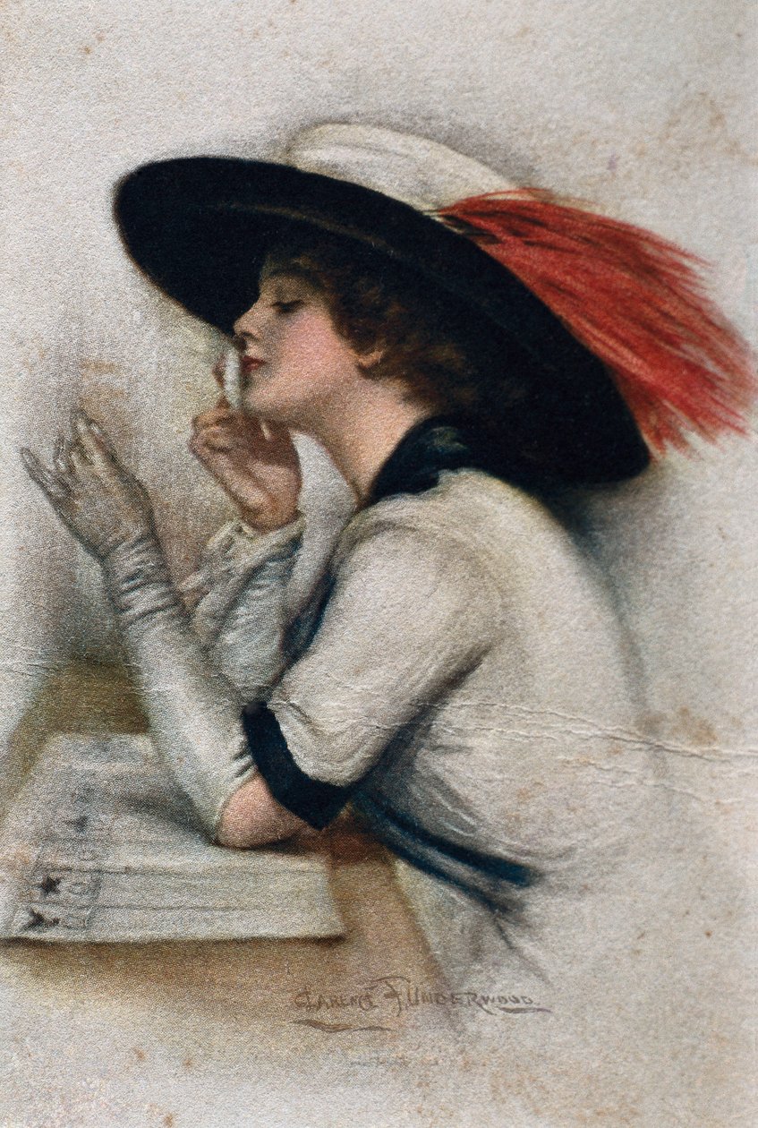 Uma elegante jovem mulher que votou nas eleições de 1920 nos Estados Unidos, século 20 (cor litho) de Clarence F. Underwood