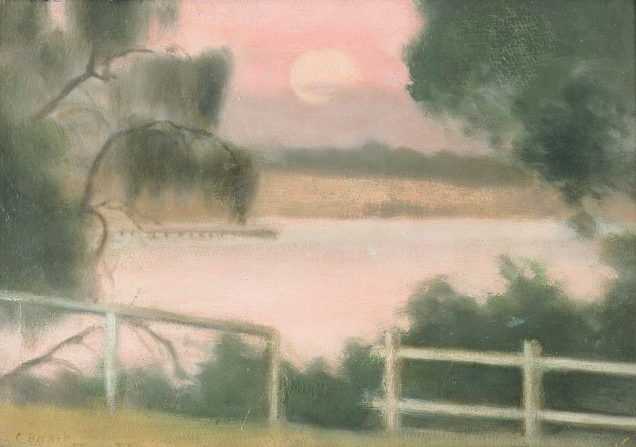 Keefer&39;s Jetty, c.1925 (óleo no papelão) de Clarice Beckett
