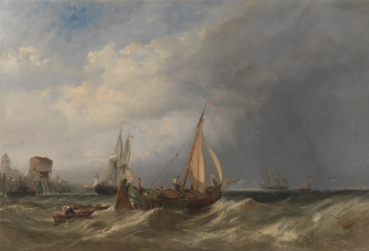 Uma barca holandesa e merchantmen correndo para fora de Roterdã de Clarkson Frederick Stanfield