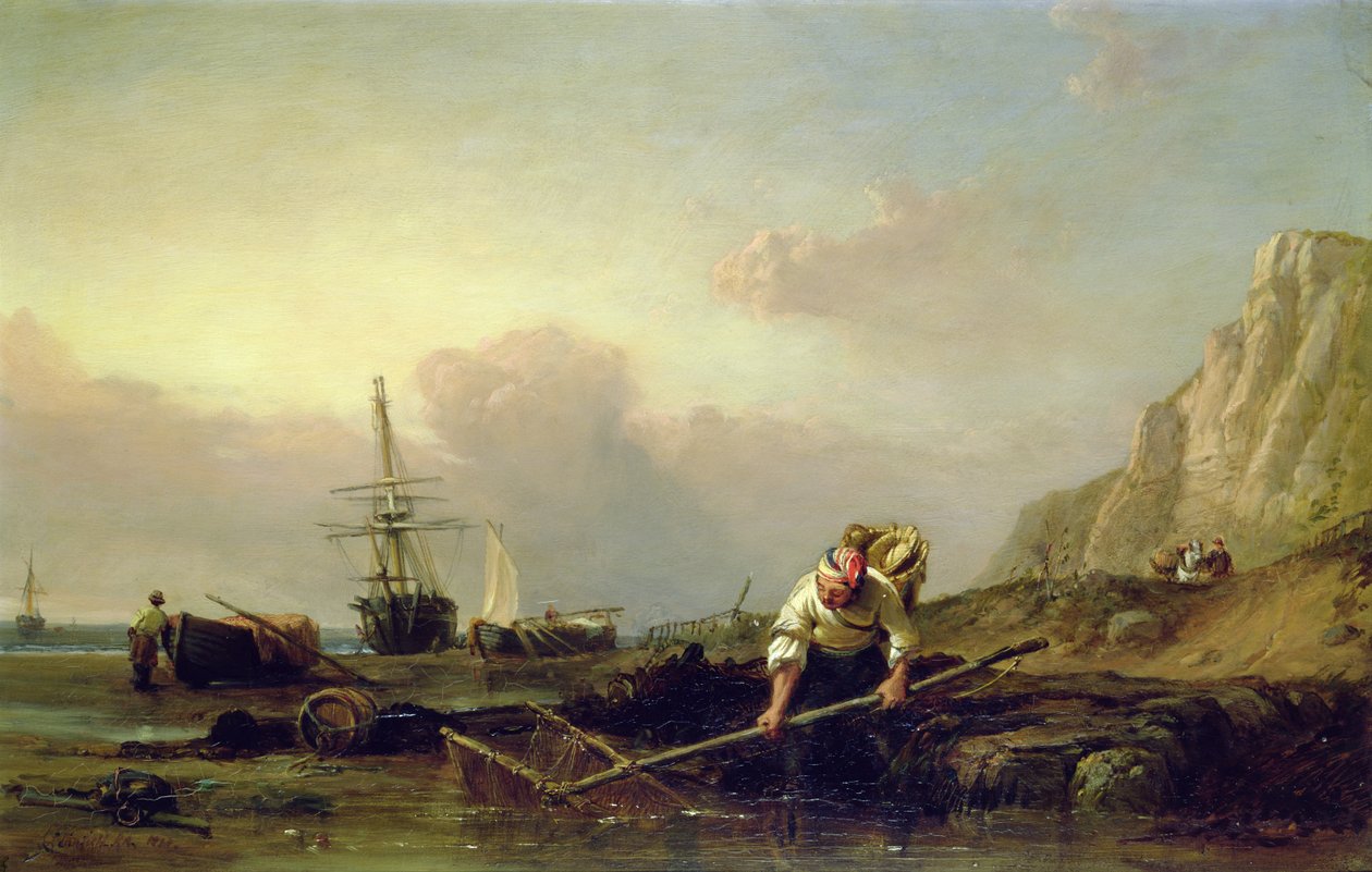 Shrimping 88, esta pintura tem uma data indecifrável; de Clarkson Frederick Stanfield
