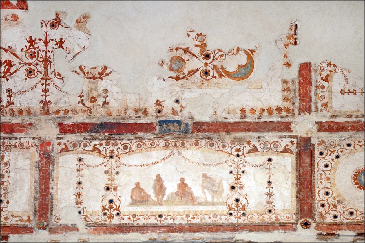 Detalhe da decoração no Domus Aurea em Roma, 64-68 AC de Classical Antiquities