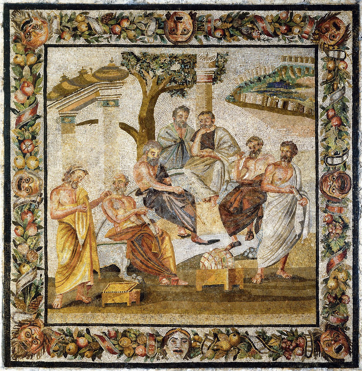 Academia Platônica. Mosaico de Pompéia, século I aC de Classical Antiquities