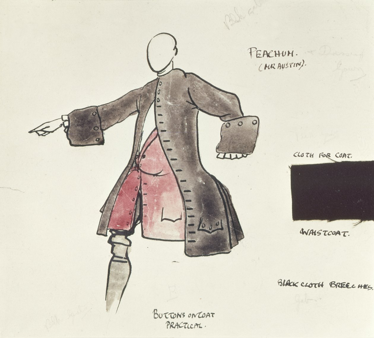 Figurino para Peacham em The Beggars Opera, 1921 (caneta, tinta e wc no ...