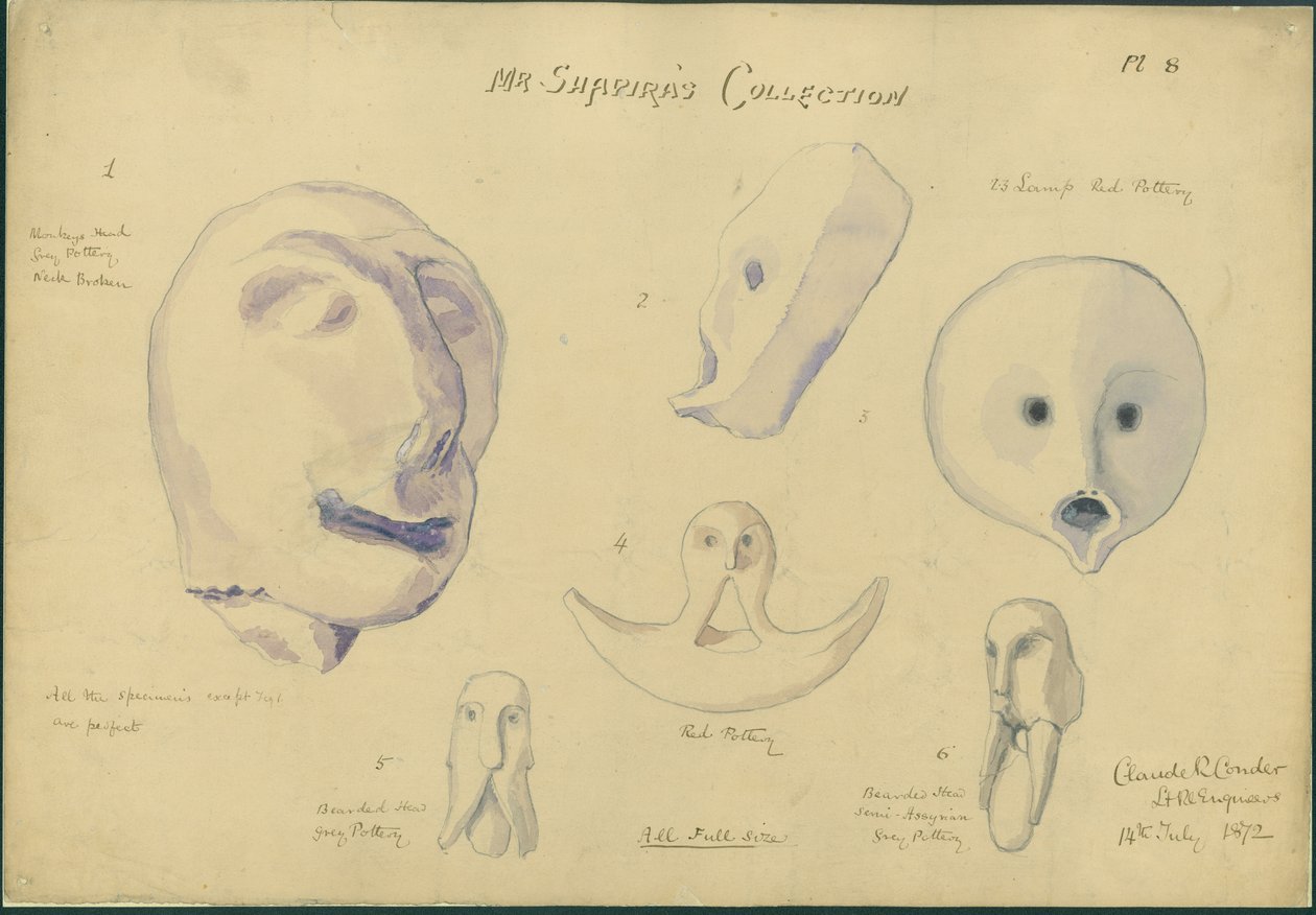 Coleção do Sr. Shapira, placa 8, 1872 (wc e lápis sobre papel) de Claude Conder