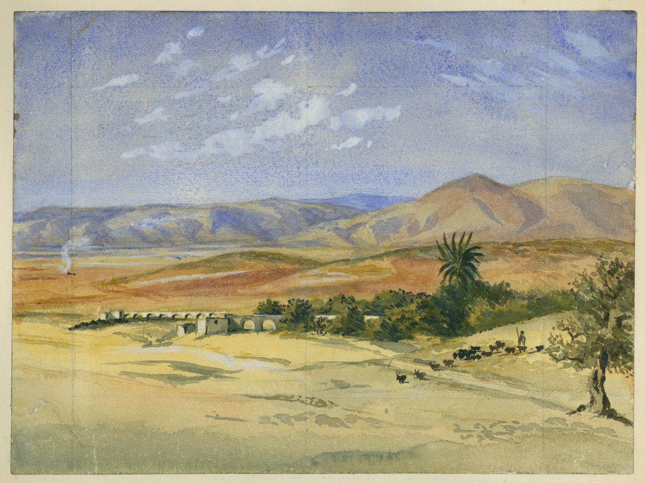 Acqueduto Arruinado perto de Jenin (wc e lápis sobre papel) de Claude Conder