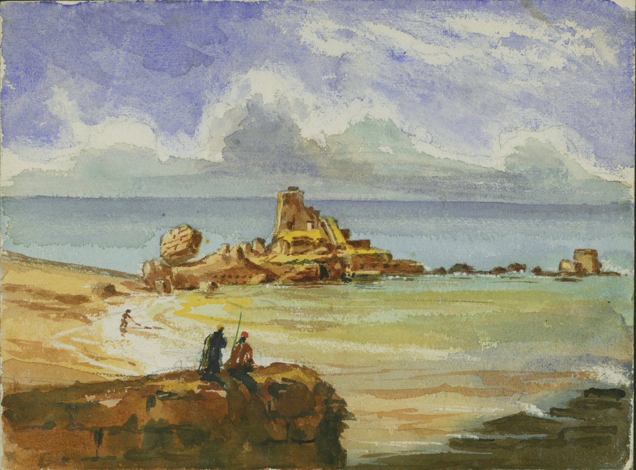 Ruínas de Cesaréia, 1873 (wc e lápis sobre papel) de Claude Conder
