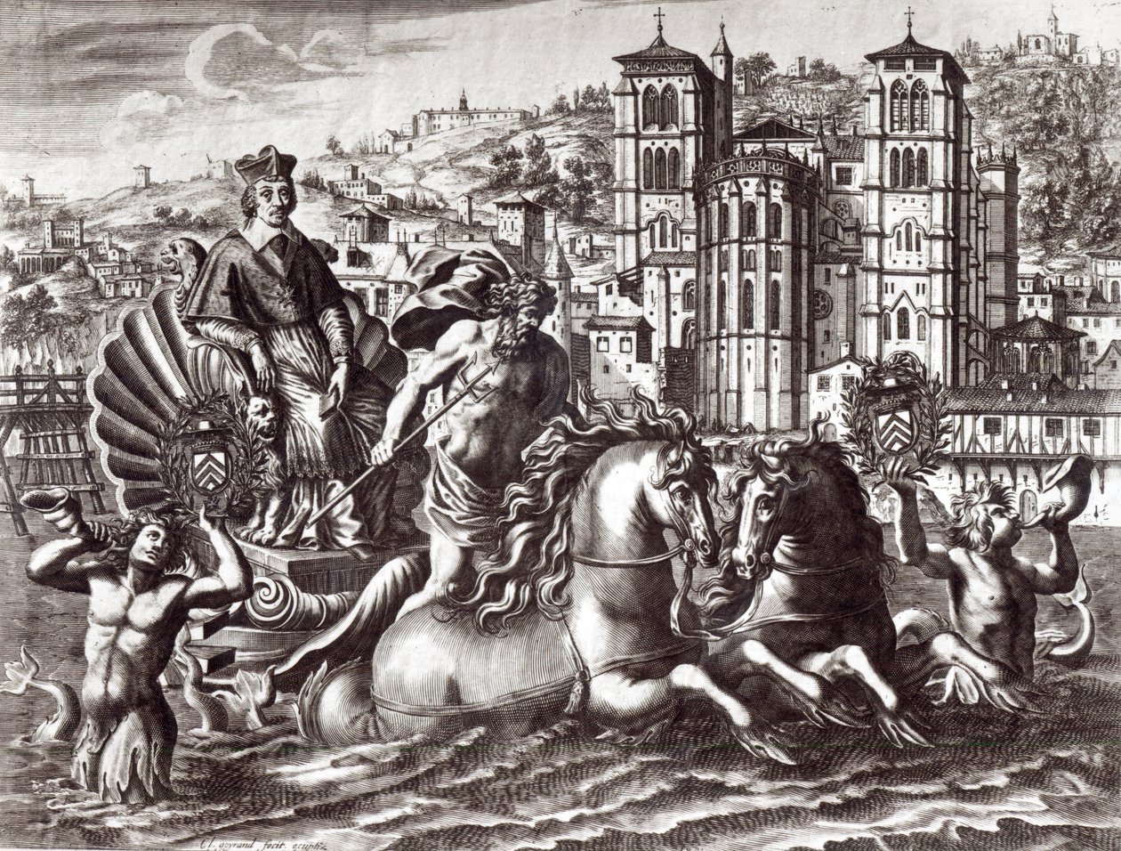 Alegoria celebrando a nomeação do Cardeal de Richelieu (1585-1642) para o cargo de Superintendente de Navegação e Comércio em outubro de 1626 de Claude Goyrand