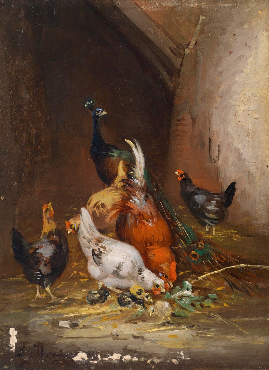 Galinhas e um pavão de Claude Guilleminet