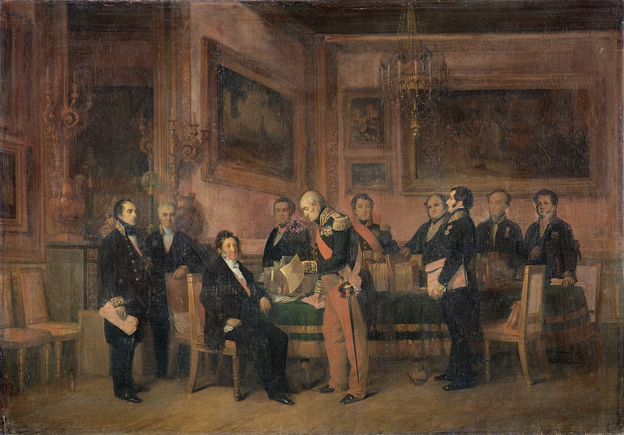 Conselho de Ministros das Tulherias Assinando a Lei da Regência, 15 de agosto de 1842, 1844 de Claude Jacquand