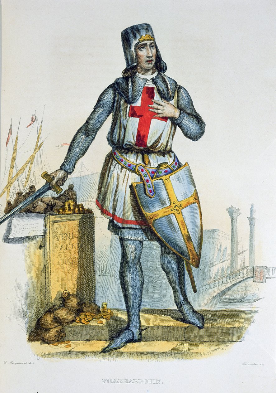 Geoffrey de Villehardouin, ilustração de "O francês Plutarco" por E. Mennechet, gravado por Delaistre, 1835 de Claude Jacquand