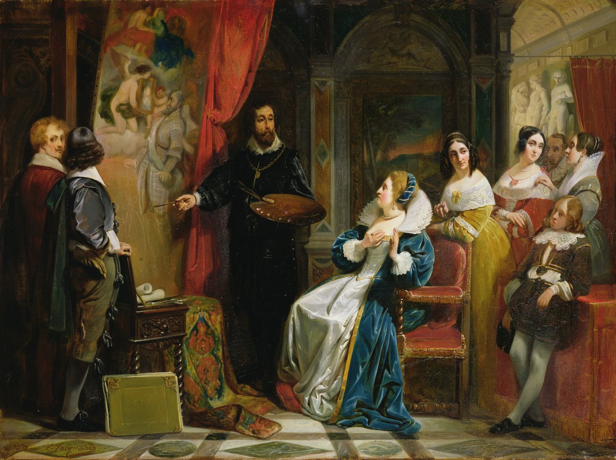 Marie de Medici (1573-1642) visitando o estúdio de Rubens, 1839 de Claude Jacquand