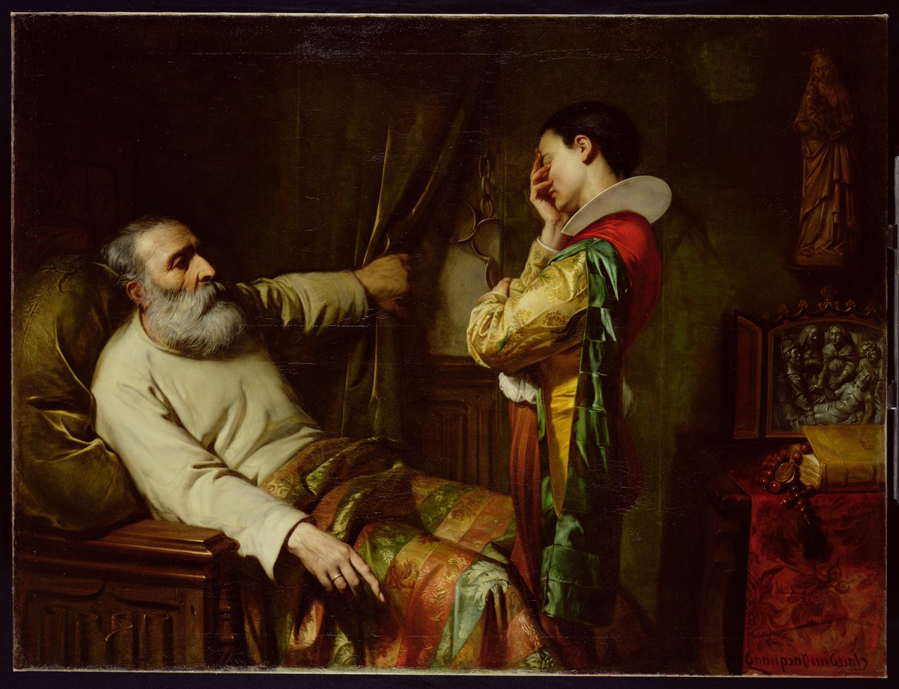 Os últimos momentos de Cristóvão Colombo (1450-1506) 1870 de Claude Jacquand