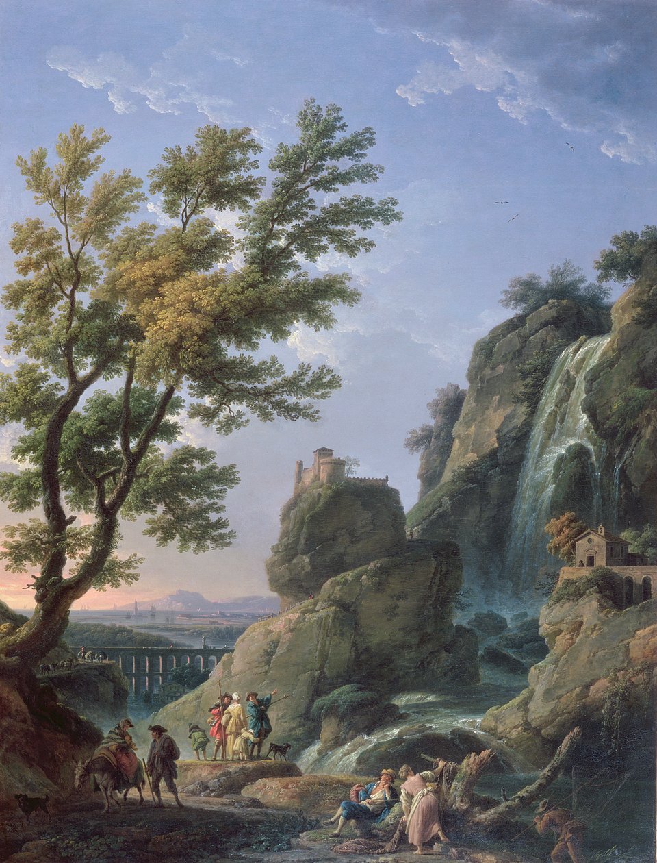Paisagem com Cachoeira e Figuras, 1768 de Claude Joseph Vernet