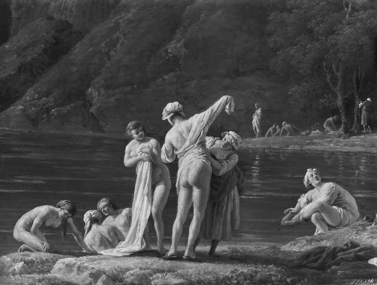 Manhã, os banhistas, detalhe central, 1772 (ver também 414960 e 414962) de Claude Joseph Vernet