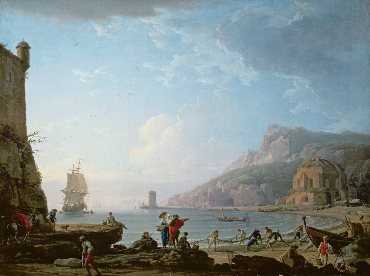 Cena de manhã em uma baía, 1752 de Claude Joseph Vernet
