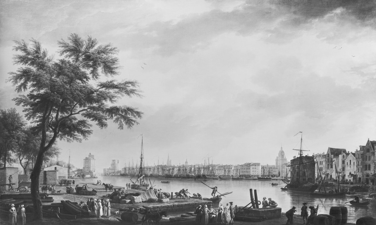 Porto de La Rochelle, visto da pequena costa, 1762 de Claude Joseph Vernet
