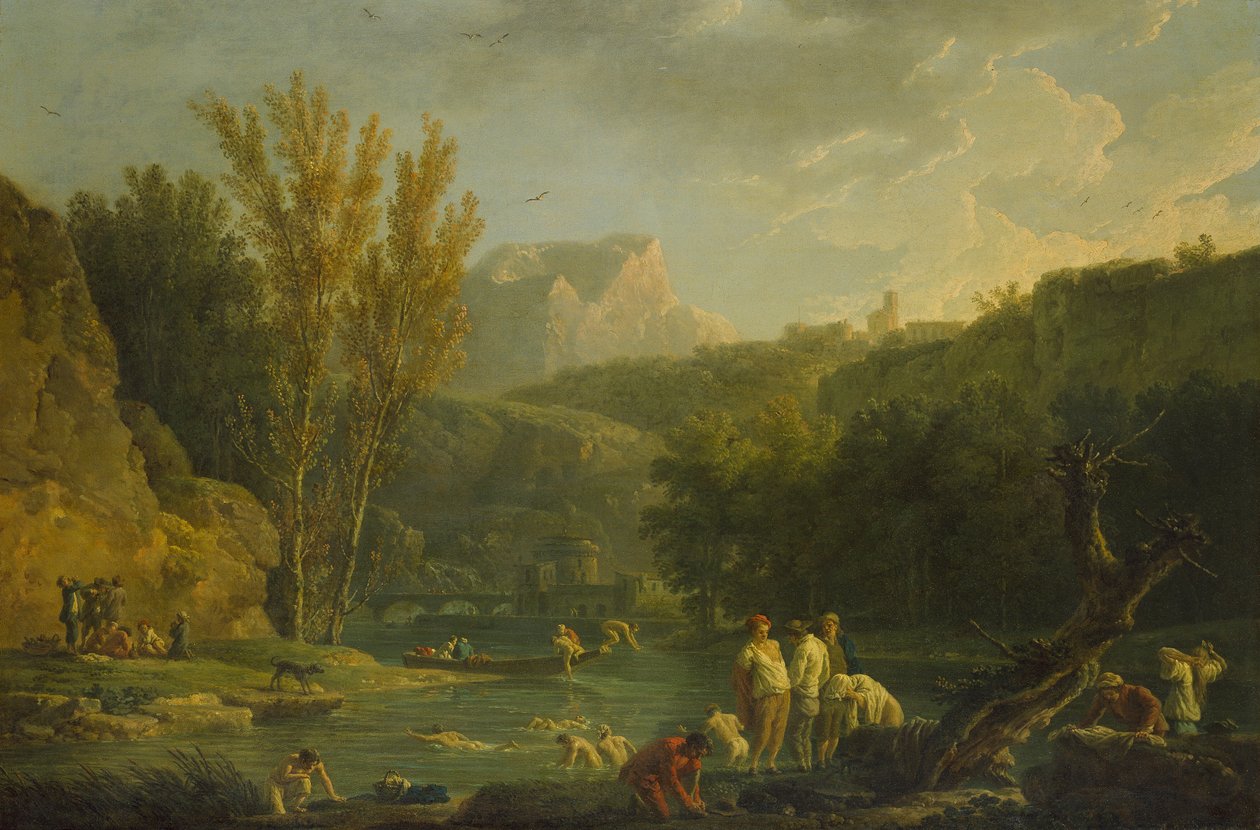 Cena do rio com banhistas, século XVIII de Claude Joseph Vernet