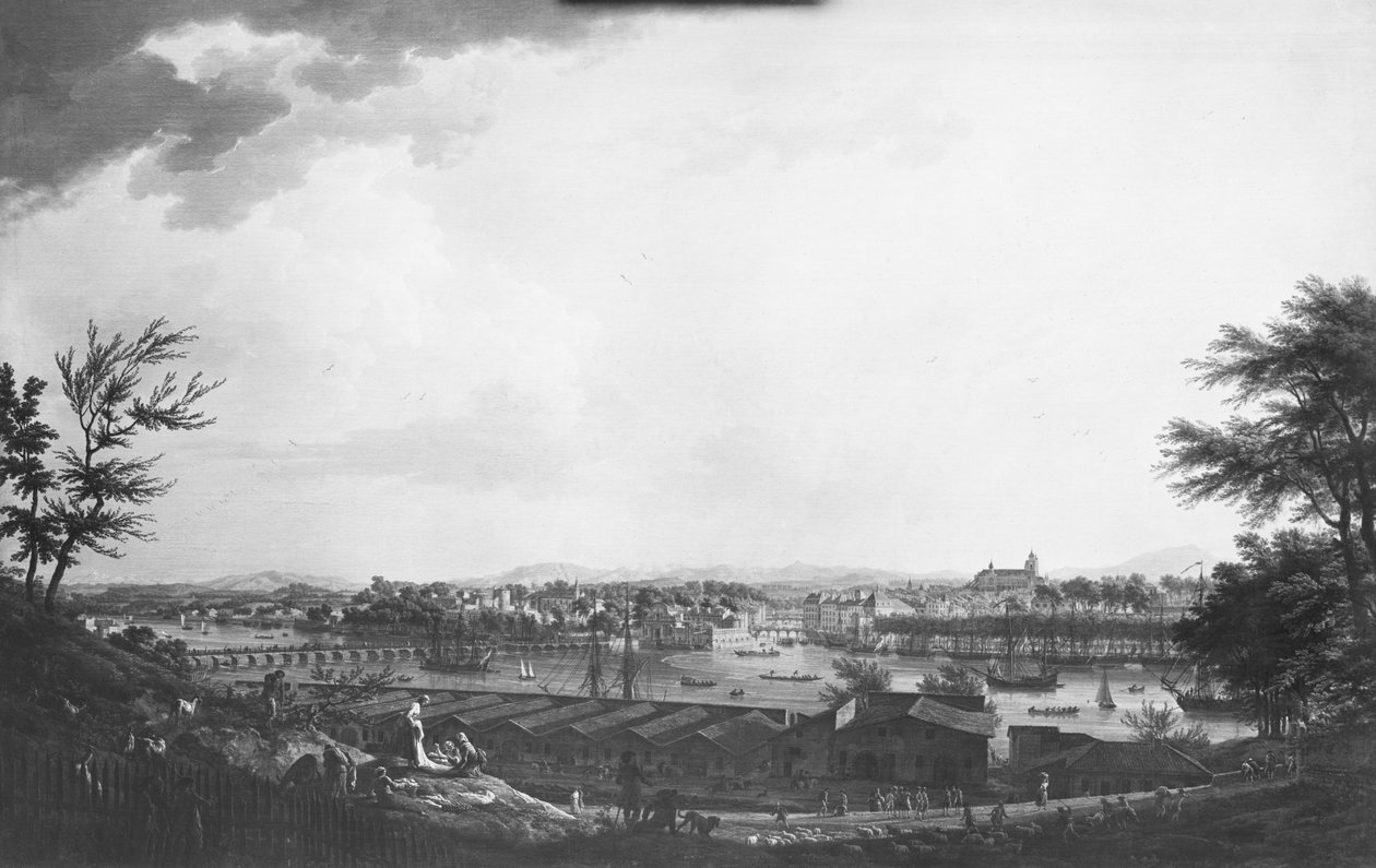 Vista de Bayonne visto a meio caminho da cidadela, 1761 de Claude Joseph Vernet