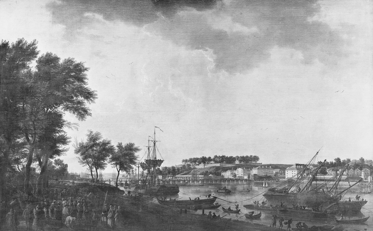 Vista de Bayonne visto da avenida de Bouflers perto do portão de Mousserole, 1761 de Claude Joseph Vernet