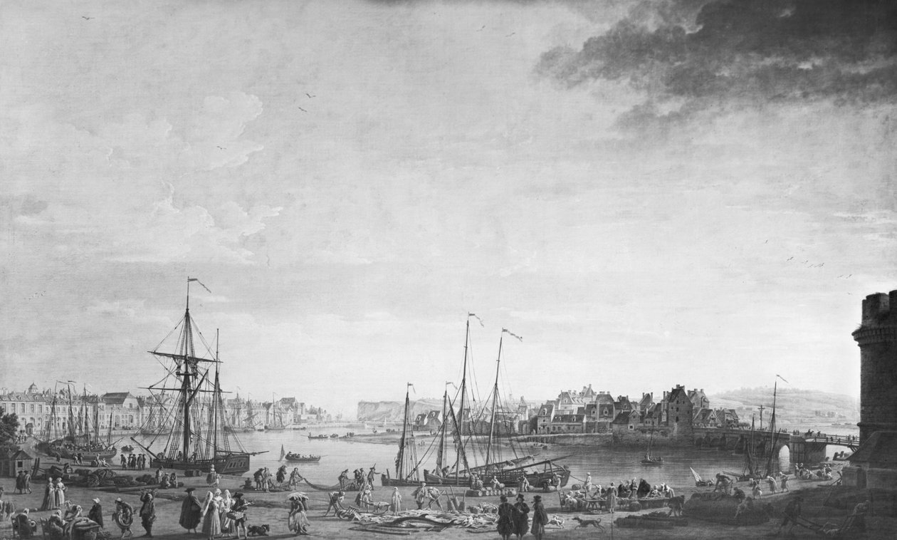 Vista do porto de Dieppe, 1765 de Claude Joseph Vernet