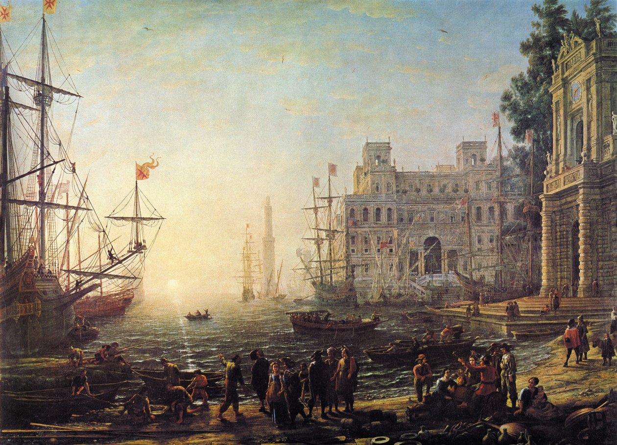 Vista do porto com a Villa Medici de Claude Lorrain