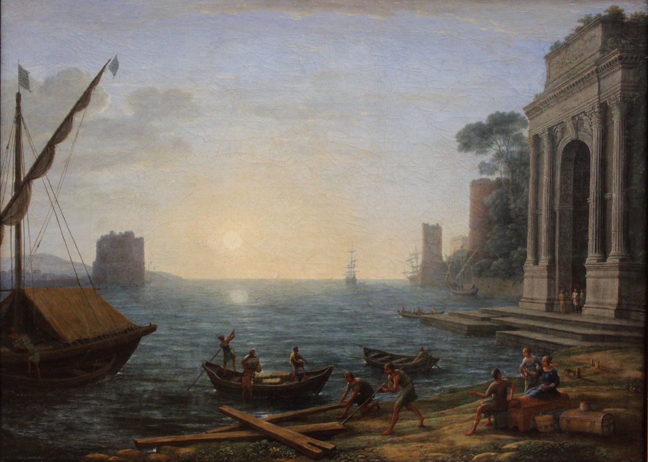 Um porto no nascer do sol de Claude Lorrain