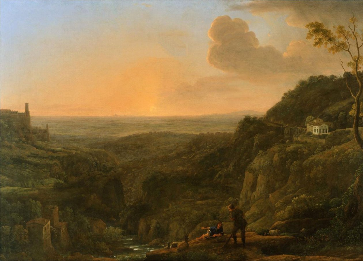 Uma visão da Campagna Romana do Tivoli de Claude Lorrain
