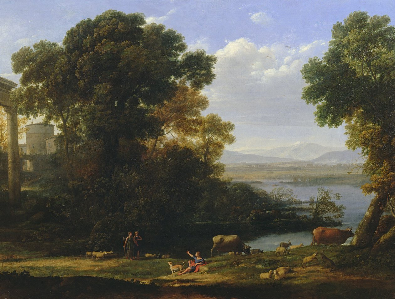 Cena clássica do rio com vista para uma cidade de Claude Lorrain