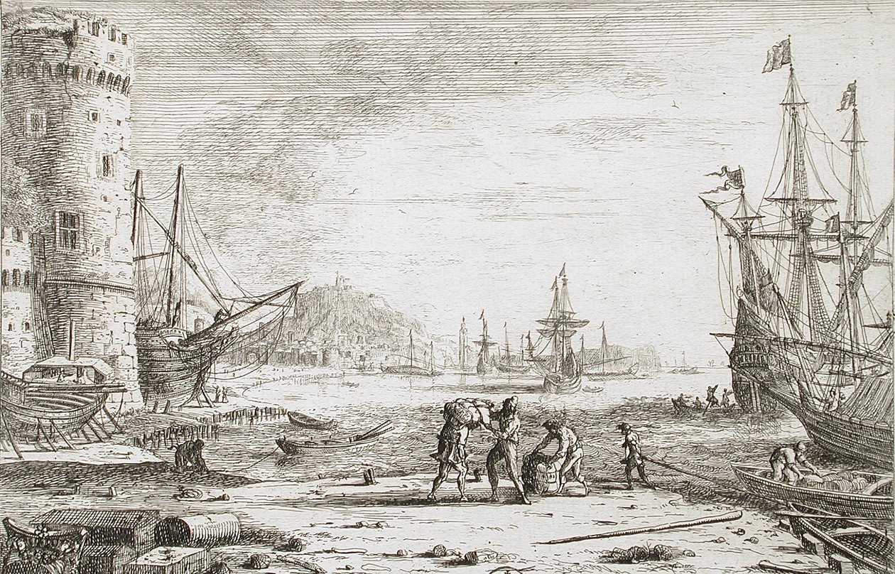 Porto com uma grande torre de Claude Lorrain