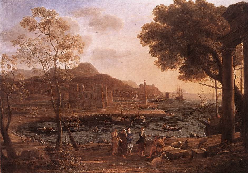 Cena do porto com Heliades de luto de Claude Lorrain