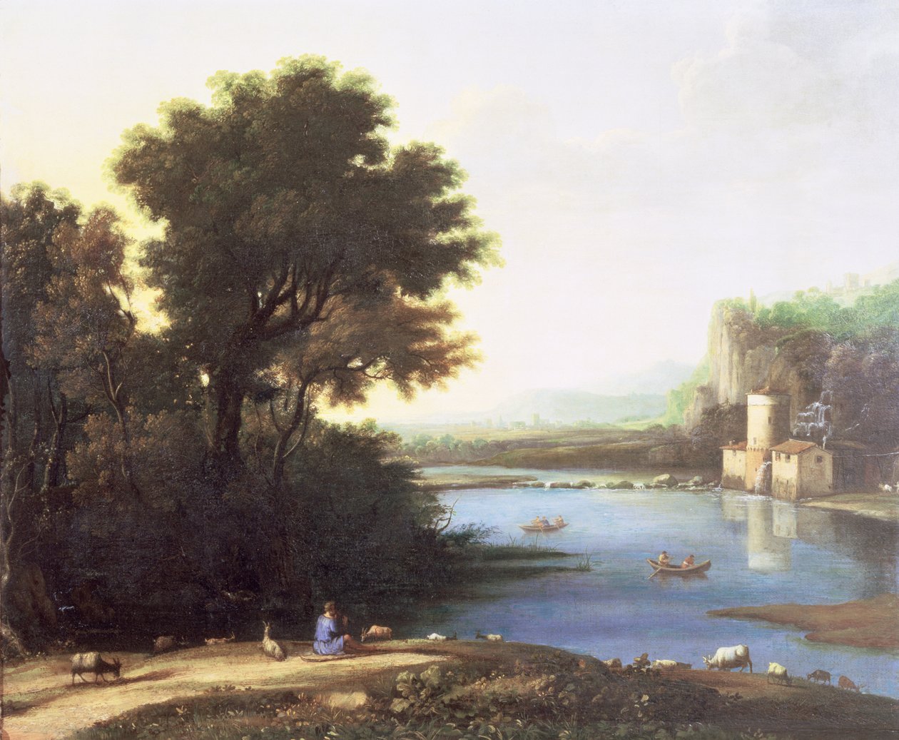 Paisagem italianizada com um cabreiro de cabras para suas cabras de Claude Lorrain