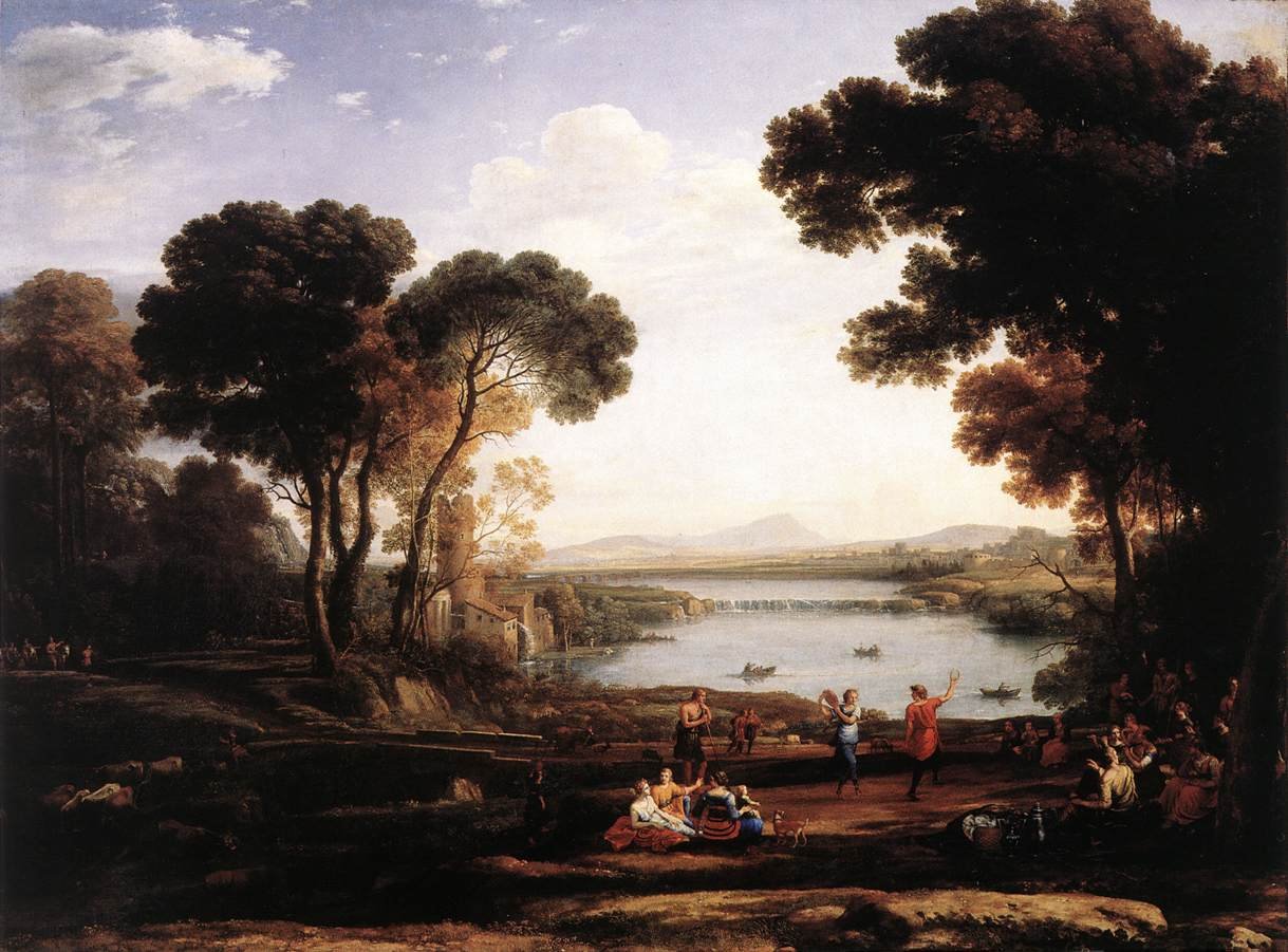 Paisagem com figuras de dança (The Mill) de Claude Lorrain