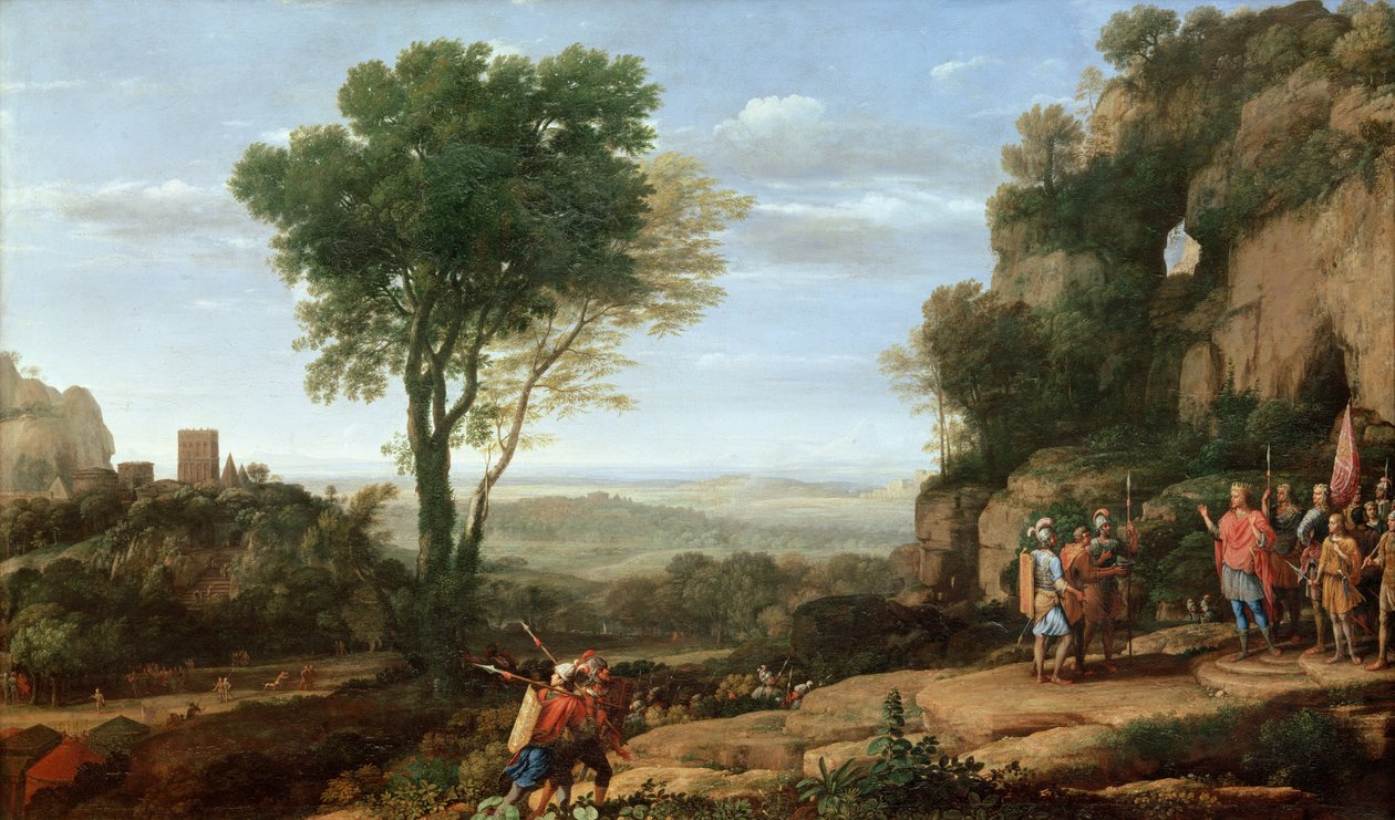 Paisagem com David na caverna de Abdullam, 1658 de Claude Lorrain