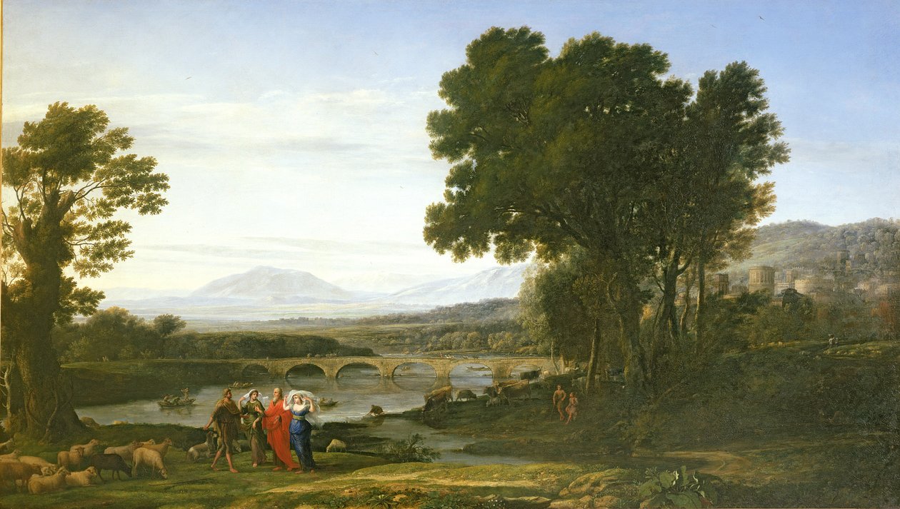 Paisagem com Jacob e Laban e Filhas de Laban, 1654 de Claude Lorrain