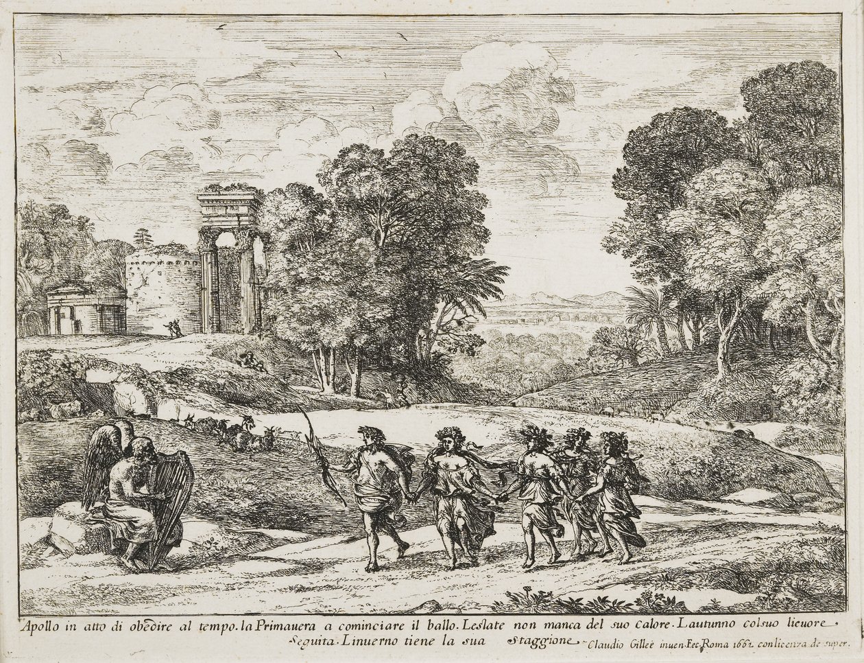 Tempo, Apolo e as estações, 1662 de Claude Lorrain