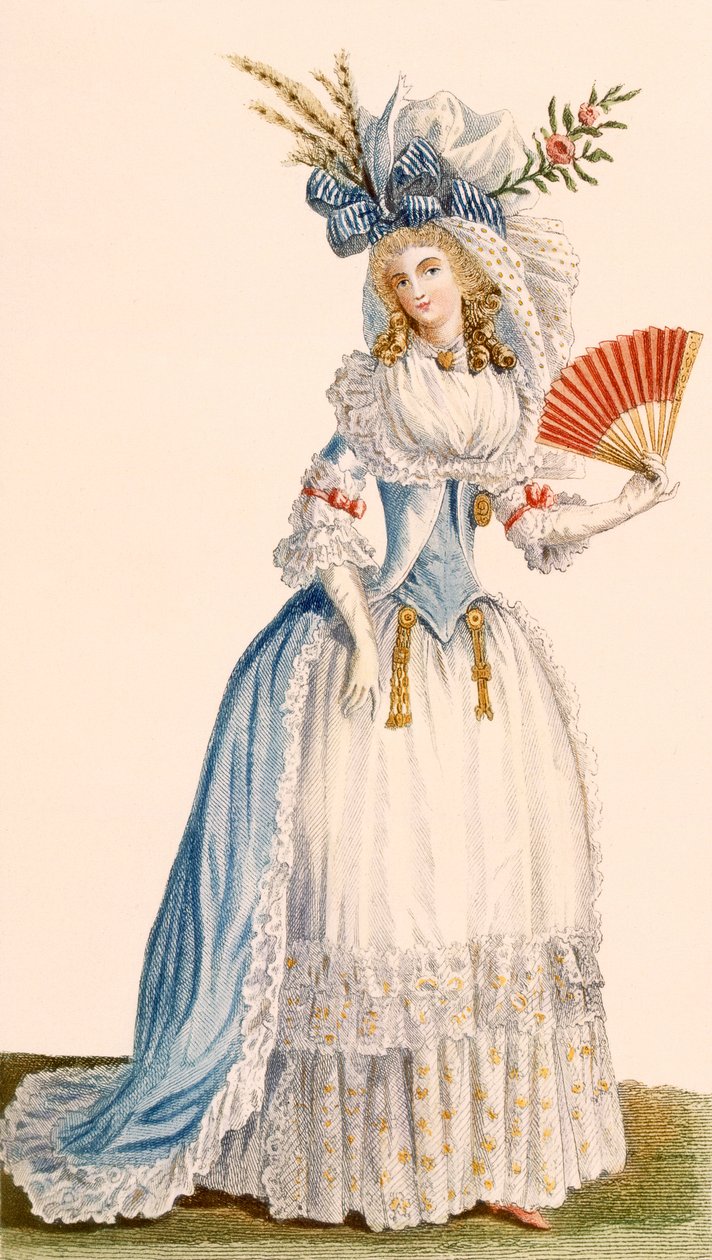 Vestido de noite estilo turco feminino, da Galeries des Modes et Costumes Francais, c.1778-87 de Claude Louis Desrais