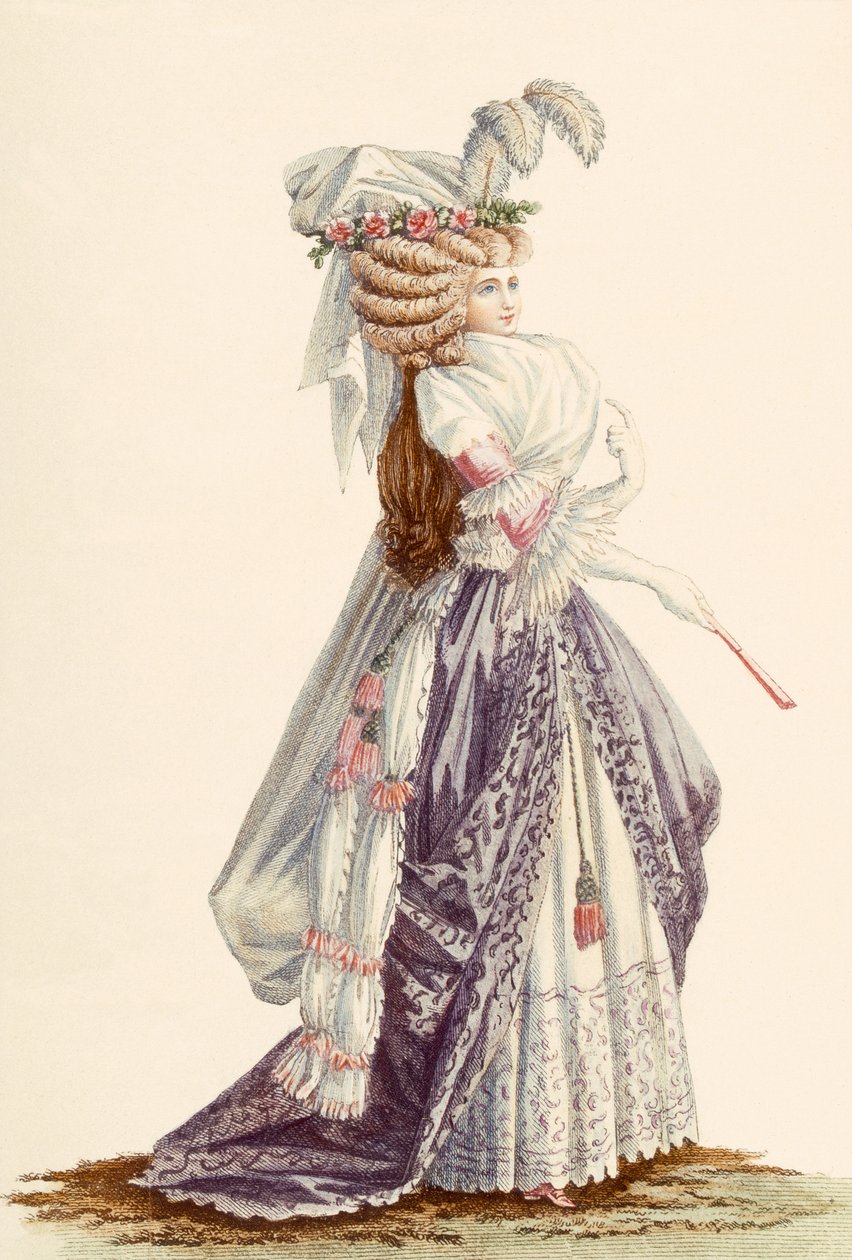 Vestido de dama &39;a la Grecque&39;, de &39;Galeries des Modes et Costume Francais&39;, c.1778-87 de Claude Louis Desrais