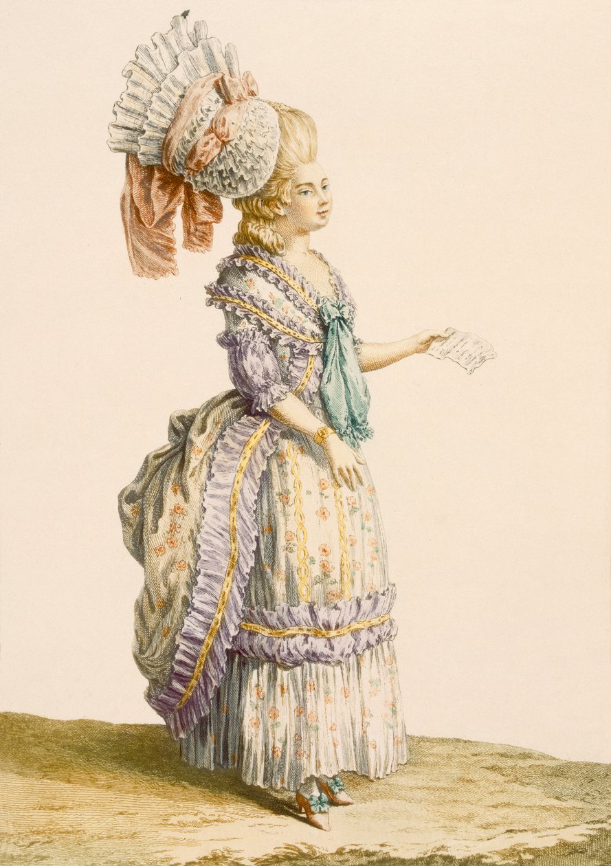 Lingerie Polanaise, gravada por Le Roy, de &39;Galleries of French Fashion and Costumes&39;, c.1778-87 de Claude Louis Desrais