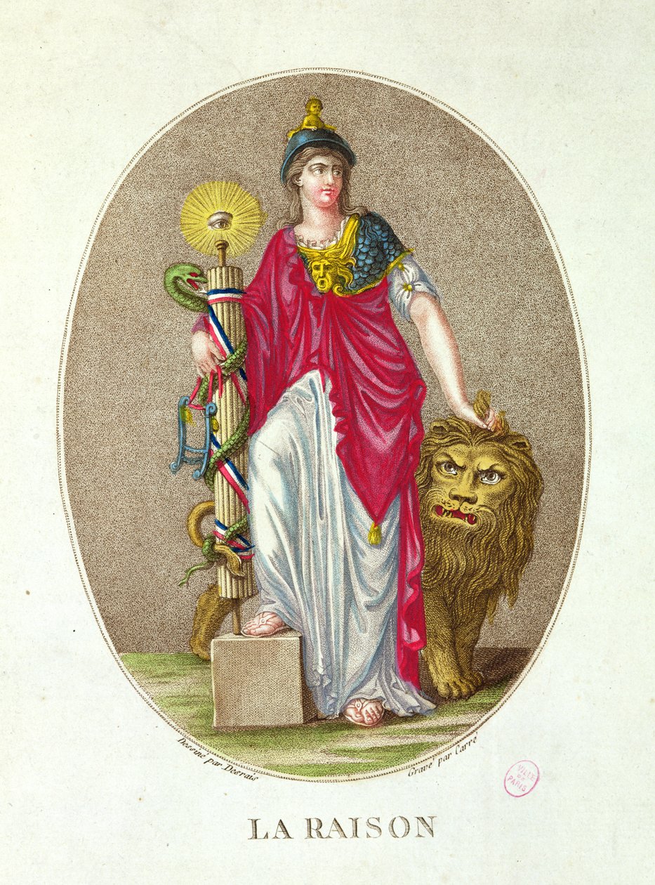 Razão, gravada por Carre, 1793 de Claude Louis Desrais