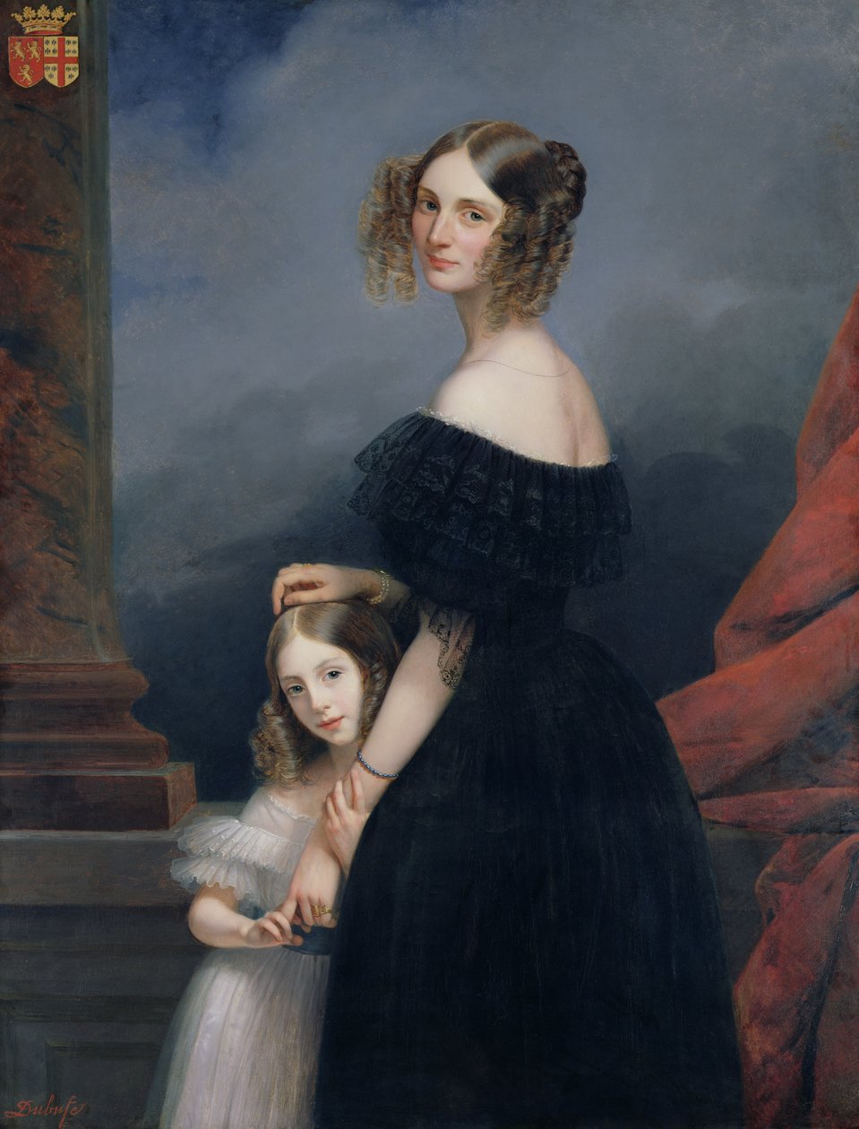 Retrato de Anne-Louise Alix de Montmorency, com sua filha, c.1840 de Claude Marie Dubufe