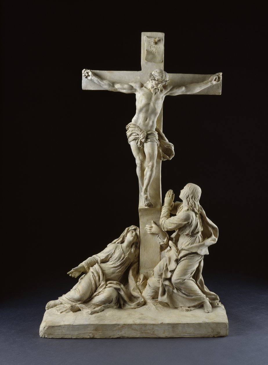 Crucificação, com a Virgem Maria e São João Evangelista, 1785 (terracota) de Claude Michel Clodion