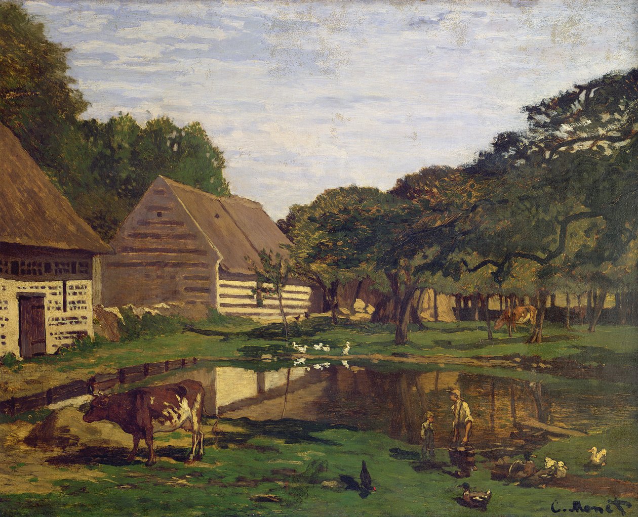 Um pátio na Normandia, c.1863 de Claude Monet